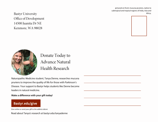 image of an post card appeal that features an herb that has been linked to helping patients who have been diagnosed with Parkinson's